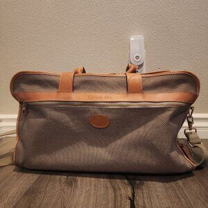 Vtg Christian Dior Canvas Leather Weekender Travel Duffle Bag w/ Strap